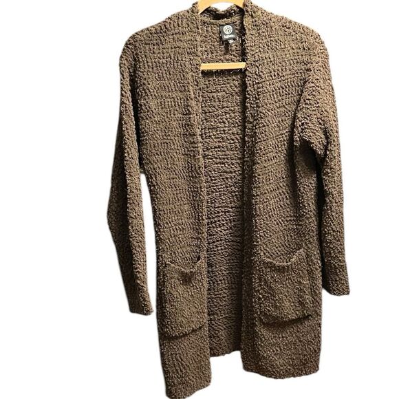 Sz M, Bobeau Olive Green Textured Popcorn Open Cardigan w pockets P2P=19.5“ - Picture 3 of 7